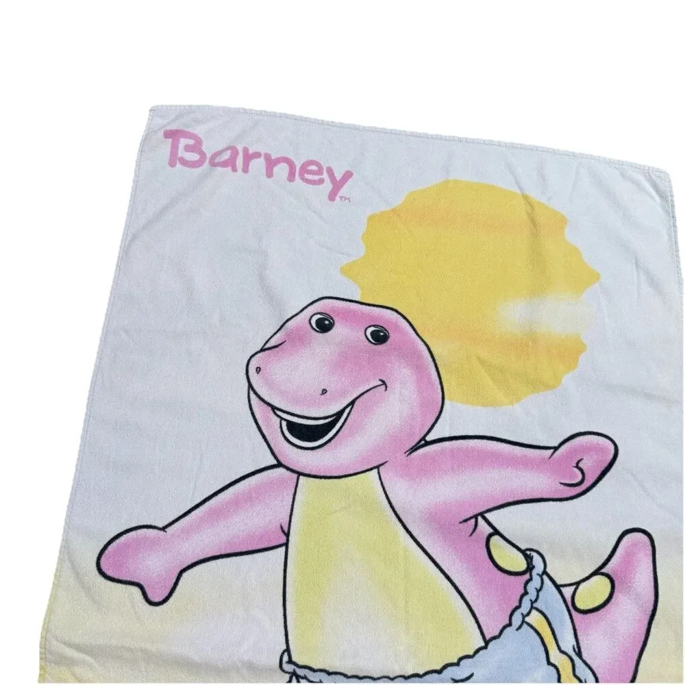 Vintage Barney & Friends Purple Dinosaur Beach Towel 1999 The Lyons Group Cotton